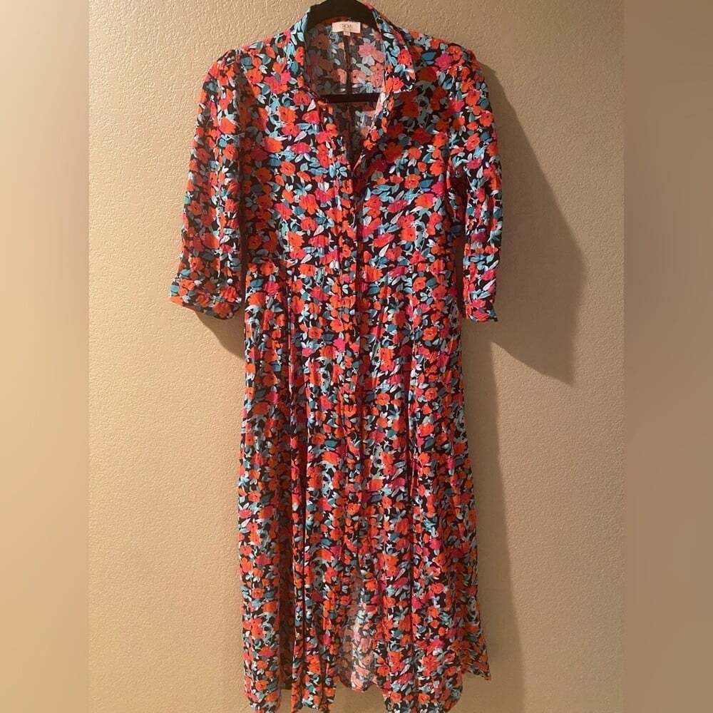 Goa Paris Floral Puff Sleeve Sundress with Notched Collar